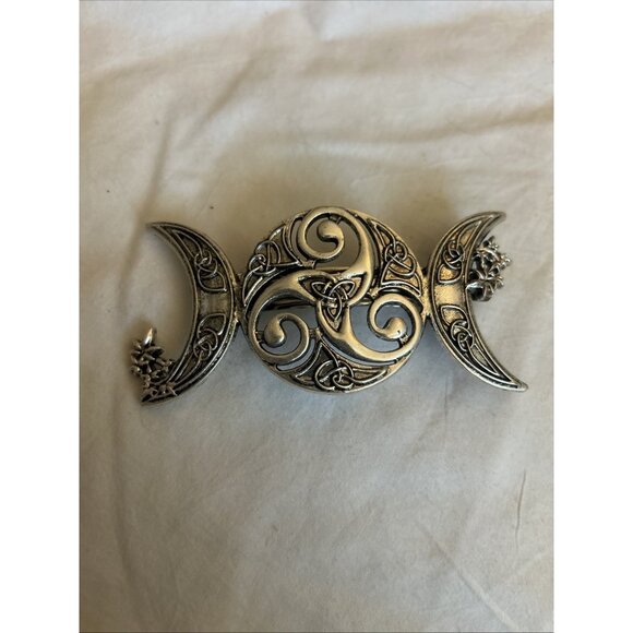 Triple Moon Celtic Knot Hair Clip Vintage Hollow Moon Hair Clip Barrette Emo - Picture 1 of 6